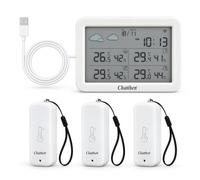 Chatthen Station Meteo Connectée, Station Meteo Interieur Exterieur sans Fil WiFi, Thermometre Interieur Exterieur avec Date et Prévision Météorologique, 1 écran et 3 Capteurs Extérieurs