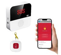 Chatthen systeme Alarme Maison, Bracelet Alarme Personne agee, Tuya WiFi kit Defense 1 Émetteurs 1 Récepteurs, Compatible avec l'application Smart Life/Alexa (supporte Uniquement Le Wi-FI 2.4GHz)