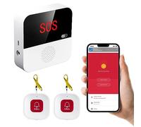 Chatthen systeme Alarme Maison, Bracelet Alarme Personne agee, Tuya WiFi kit Defense 1 Émetteurs 2 Récepteurs, Compatible avec l'application Smart Life/Alexa (supporte Uniquement Le Wi-FI 2.4GHz)