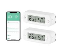 Chatthen Thermomètre Connecté Wifi, Hygrometre Connecté avec Alarme Intelligente, Stockage Exportation Gratuite de Données, Compatible avec Smart Life, Convient thermometre Chambre Bebe, pack de 2