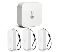 Chatthen Thermomètre Connecté, WiFi Hygrometre Interieur Thermomètre Extérieur, Portée de 150m, Exportation de Données et étalonnage Gratuits, 3 Capteurs et 1 Station de Base, Compatibles Avec Alexa