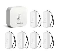 Chatthen Thermomètre Connecté, WiFi Hygrometre Interieur Thermomètre Extérieur, Portée de 150m, Exportation de Données et étalonnage Gratuits, 6 Capteurs et 1 Station de Base, Compatibles Avec Alexa