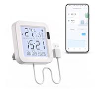 Chatthen Thermomètre Connecté WiFi, Thermomètre Hygromètre avec Application pour Température et Humidité, Surveillance à Distance, Alertes Intelligentes, Historique des Données pour Maison