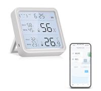 Chatthen Thermometre Interieur Wifi, Tuya Thermomètre Application Intelligente et Enregistrement de Données, Chambre bébé Hygrometre Termometre Maison (8CM*8CM)