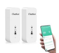 Chatthen WiFi Thermometre Hygrometre Interieur, Tuya Thermomètre Intérieur Application Intelligente et Enregistrement de Données, Chambre bébé Hygrometre Termometre Maison (2 Pack)