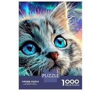 Chatton Cosmique 3 Couches Carton 1000 PC Néon Cat Puzzle Adultes, Jeu Ultra Difficile, Décompression, Décor Mural & Cadeau Famille/Seniors 38x26cm/1000pcs