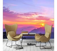 Chaud Beau Rose Bord De Mer Coucher De Soleil Paysage Papier Peint 3d Moderne Soie Texturée Haut De Gamme IdéAl Pour Le Salon Et La Chambre à Coucher-250cm×170cm
