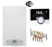 Chaudière gaz basnox luna st blue compact 2. 24 chappée 24 kw / cheminée complète (douilles + dosseret) avec thermostat connecté