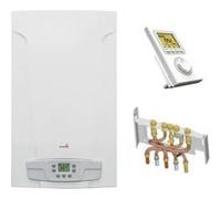 Chaudière Gaz BasNox Luna ST Blue Compact 2.24 Chappée 24 kW / Cheminée Complète (Douilles + Dosseret) avec Thermostat Filaire
