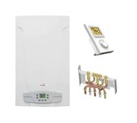 Chaudière Gaz BasNox Luna ST Blue Compact 2.24 Chappée 24 kW / Cheminée Complète (Douilles + Dosseret) avec Thermostat Filaire