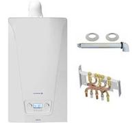 Chaudière Gaz Murale Condensation Accea Chappée 25 kW Complète (Ventouse + Douilles + Dosseret) Blanc