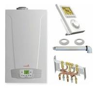 Chaudière Gaz Condensation Initia + Compact Chappée 25 kW Complète (Ventouse + Douilles + Dosseret) avec Thermostat Filaire Gris G