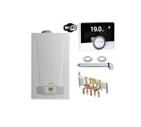 Chaudière Gaz Condensation Initia + Duo Chappée 25 kW Complète (Ventouse + Douilles + Dosseret) avec Thermostat Connecté