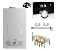 Chaudière Gaz Condensation Initia + Duo Chappée 25 kW Complète (Ventouse + Douilles + Dosseret) avec Thermostat Connecté