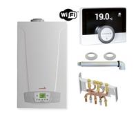Chaudière Gaz Condensation Initia + Duo Chappée 25 kW Complète (Ventouse + Douilles + Dosseret) avec Thermostat Connecté