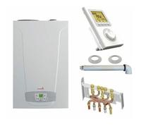 Chaudière Gaz Condensation Initia + Duo Chappée 25 kW Complète (Ventouse + Douilles + Dosseret) avec Thermostat Filaire