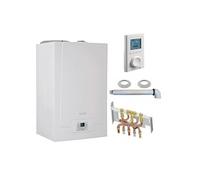 Chaudière Gaz Condensation MPX BIC De Dietrich 33 kW Complète (DOSSERET + DOUILLES + VENTOUSE) avec thermostat filaire Gris