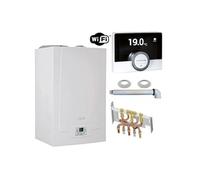 Chaudière Gaz Condensation MPX BIC De Dietrich 33 kW Complète (DOSSERET + DOUILLES + VENTOUSE) avec thermostat connecté Gris