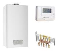 Chaudière Gaz BasNox Inoa Nox Chaffoteaux 25 kW/Cheminée Complète (Douilles + Dosseret) avec Thermostat Filaire