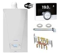 Chaudière Gaz Murale Condensation Accea Chappée 25 kW Complète (Ventouse + Douilles + Dosseret) avec Thermostat Connecté Blanc
