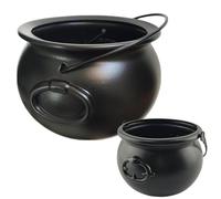 Chaudron 2pcs 12, 6 pouces et 7, 7 pouces de sorcières Cauldron Halloween Candy Bol Pot en plastique avec poignée ou traiter les fournitures de fête Halloween DecorationShalloween décorations