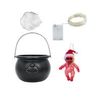 Chaudron avec lumières - Pots de chaudron noirs Halloween avec lumières LED | Chaudron d'Halloween avec lumières | Accessoires effrayants multifonctionnels pour la fête d'entrée de la fête d'Halloween