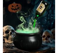 Chaudron de sorcière à potion squelette 2025, bouteilles de potion flottantes magiques et diffuseur, décorations d'Halloween, brumisateur LED et chaudron magique noir (chaudron)