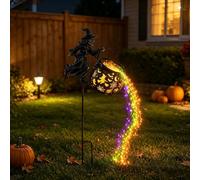 Chaudron de Sorcière d'halloween pour Jardin, Lumière de Jardin de Chaudron de Sorcière d'halloween, Piquet de Jardins à LED avec Sorcières Volante, Chaudrons Lumineux pour Pelouse Patio Porche