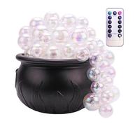 Chaudron de sorcière d'Halloween - Seau à bulles avec 8 modes d'éclairage - Télécommande pour décoration de fête effrayante - Chaudron de sorcière d'Halloween avec télécommande