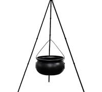Chaudron de sorcière festif - Pot lumineux vert sur trépied pour des thèmes terrifiants - Fournitures de fête d'Halloween pour adultes - Fournitures de fête d'Halloween - Décoration extérieure - Bol