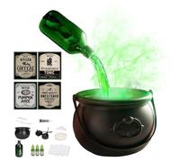 Chaudron De Sorcière Halloween Avec Générateur De Brouillard, Avec Bouteille De Potion Magique Flottante Et Diffuseur, Chaudron Noir Pour Décoration Extérieure, Décoration De Fête Chaudrons Pour Salon