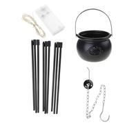 Chaudron de sorcière lumineux vert en métal noir pour décoration d'Halloween, pot de sorcière, chaudron de sorcière, grand bol en métal, seau à bonbons