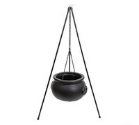 Chaudron de sorcière noir extérieur et intérieur avec guirlande lumineuse verte, parfait pour les fêtes d'Halloween et la décoration de porche, fabriqué en fer épais pour plus de durabilité (hauteur