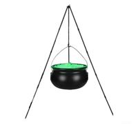 Chaudron de sorcière pour décoration extérieure avec yeux verts brillants