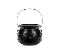 Chaudron d'Halloween - Chaudron de sorcière en plastique noir - Environ 18 x 13,5 cm - Décoration et récipient à bonbons pour Halloween