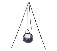 Chaudron d'Halloween envoûtant sur trépied avec lumières LED - Décoration d'intérieur/extérieur - Bol en plastique noir - Accessoires d'extérieur d'Halloween