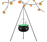 Chaudron d'Halloween pour extérieur - Chaudron de sorcières avec trépied et lumières pour Halloween | Décoration de jardin avec squelette pour maison, patio, véranda, clôture, porte principale