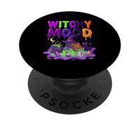 Chaudron D'humeur Sorcière pour Halloween Chat Noir Magie PopSockets PopGrip Adhésif