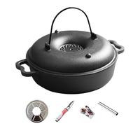 Chaudron en fer - S/M/L - Marmite en fonte épicée avec poignée - Batterie de cuisine résistante aux hautes températures pour rôtir, rôtir, braiser, griller, cuire au four, accessoires de cuisine