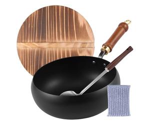 Chaudron en fer Touch - Qualité supérieure - Ne colle pas - Ustensile compatible avec l'induction, répartition facile de la température, matériau durable à haute résistance pour camping, pique-nique