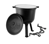 Chaudron en fonte émaillée 4L, marmite de chasse pour rôtir au feu de camp ZILNE