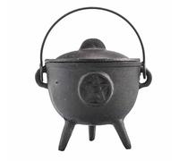 Chaudron en fonte, parfait pour la sorcellerie, les sorts d'énergie, l'autel d'Halloween, le païen et les rituels wiccans (Pentagon, 11 x 13 cm)