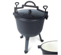 Chaudron en Fonte - Vilde - 10 L - 28,5 cm - Noir avec Centre Émaillé Beige