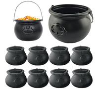 Chaudron En Plastique 9 Pièces Chaudron à Bonbons Noir 8 Mini 2,8" Et 1 Grand 7,7" Chaudron De Sorcière D'halloween En Plastique Avec Poignée Bol à Bonbons Décoratif Robuste Pot De Chaudron Pour Fête