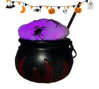 Chaudron Halloween Centre de Table Effrayant avec Araignée et Baguette | Chaudron Sorcière LED pour Table de Chevet Cheminée Bibliothèque Entrée Manoir Hanté Fêtes