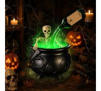 Chaudron Halloween, Chaudro Magique avec Brume et Bouteille Flottante | Chaudron Fumée Halloween, Brume Tourbillonnante, Bouteille de Potion Flottante, Lumière LED verte, avec Squelette