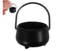 Chaudron Halloween, miniatures Cauldron 1:12 Mini chaudron à l'échelle avec poignée, Pot de chaudron noir de chaudron en alliage pour décoration de maisons de poupée, faveur de la fête d'Hallowe