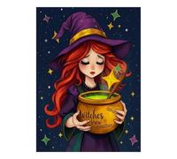 Chaudron Sorcière Étoiles 1000pcs Mini Puzzle pour Famille Cadeau | 38x26cm Carton Décor Salon Structure Durable Cadeau D'anniversaire Relaxation