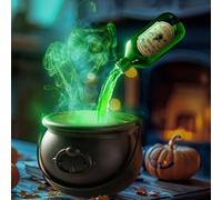 Chaudron vintage d'Halloween avec brumisateur et potions flottantes, pot de sorcière bouillonnant effrayant pour l'intérieur, la cuisine, la fête, la décoration de fête, décorations de centre de table