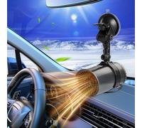 Chauffage 12V Dégivreur de Pare-Brise, Chauffage Voiture Allume Cigare, Refroidisseur et Chauffage Voiture 2 en 1, Chauffage Allume-Cigare, Chauffage Soufflant Voiture (avec Support à Ventouse, Gris)